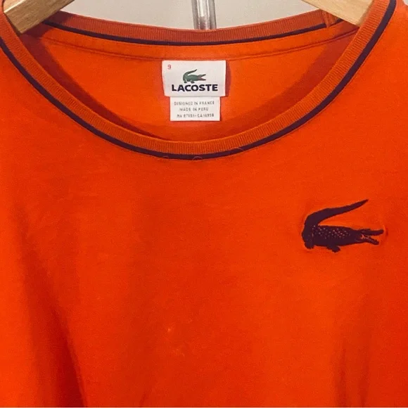 VINTAGE LACOSTE T SHIRT LIMITED EDT SZ9 XXL 5191L ORANGE BLUE PIT 24 LENGTH 30 - Picture 9 of 9